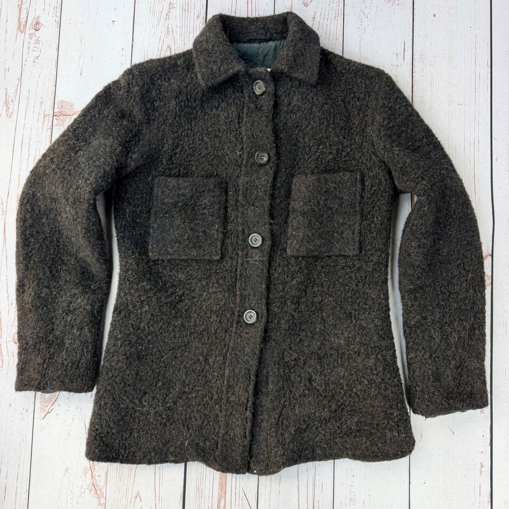 Jil Sander Womens Textured Alpaca Button Front Jacket Brown Marl Size 36aca
